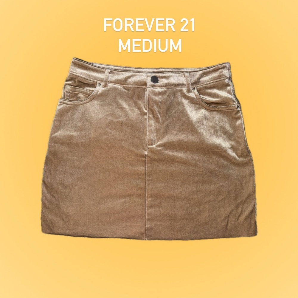 Forever 21 Tan Velvet Mini Skirt